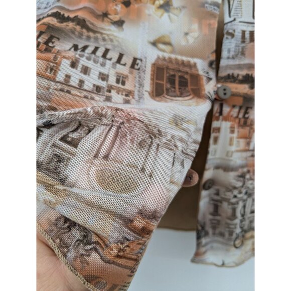 Cotton On Y2K Mesh Cropped Top Women Size L Euro Graphic Long Sleeve Retro Cyber - Picture 4 of 9